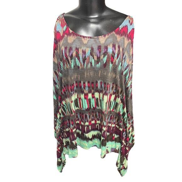 Small Ella Moss Cold Shoulder Flutter Sleeve Patterened Womens Top - Picture 3 of 13
